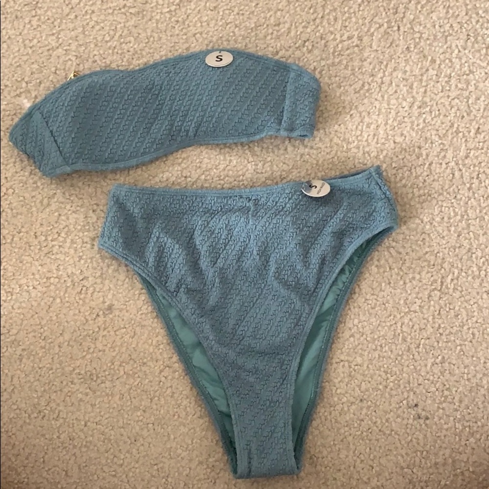 NWT Forever 21 High Waisted Teal Bikini Set